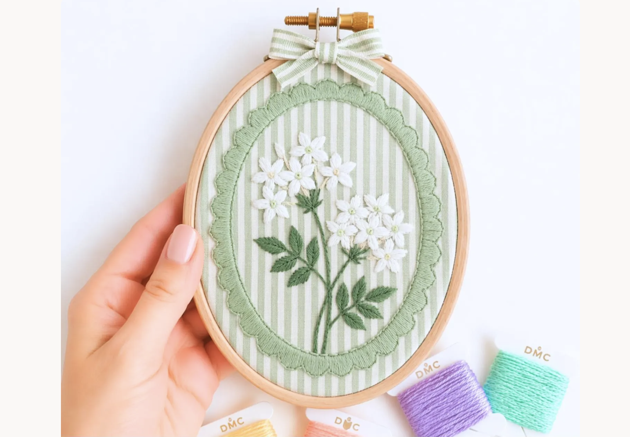 Jasmine Flower Hand Embroidery Pattern