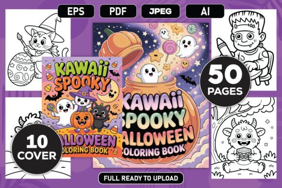 Kawaii Spooky Halloween Coloring Book for Kids