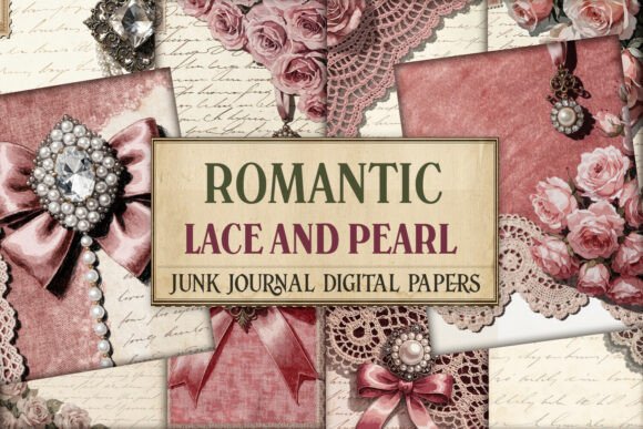 Lace and Pearl Junk Journal Pages