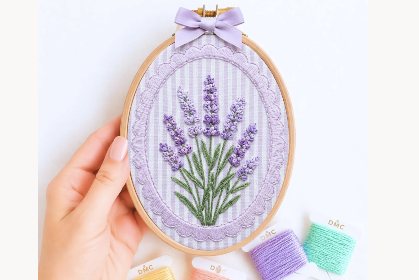 Lavender Sprig Hand Embroidery Pattern