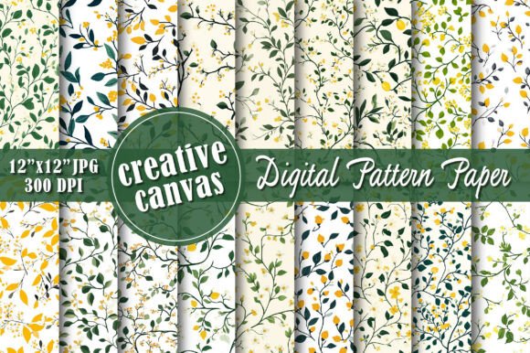 Lemon Botanical Floral Digital Paper