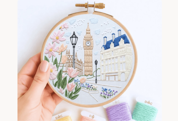 London Street Scene Embroidery Pattern