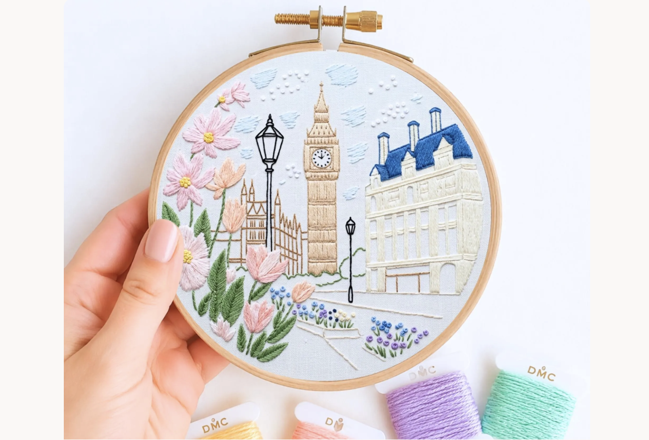 London Street Scene Embroidery Pattern