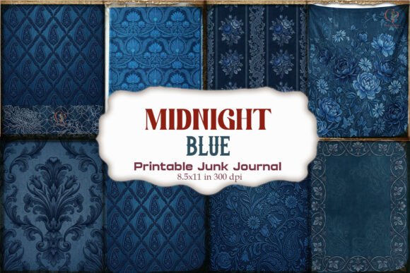 Midnight Blue Junk Journal Pages