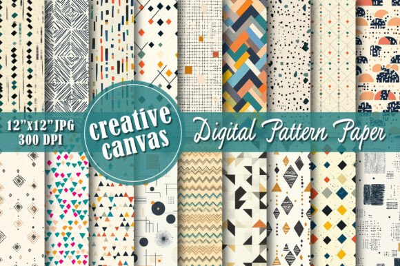 Modern Geometric Digital Paper Bundle