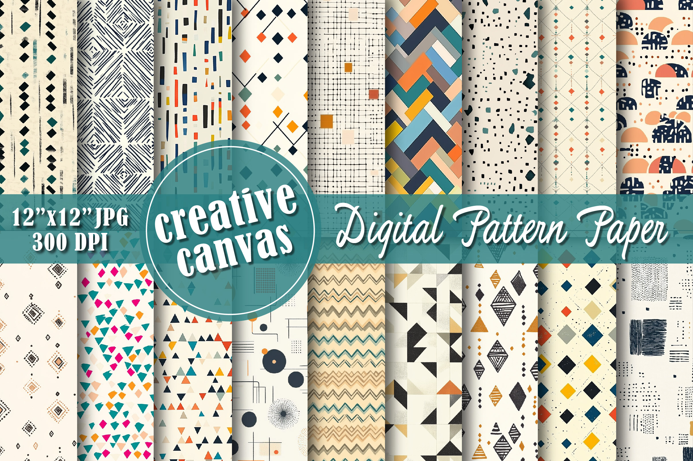 Modern Geometric Digital Paper Bundle