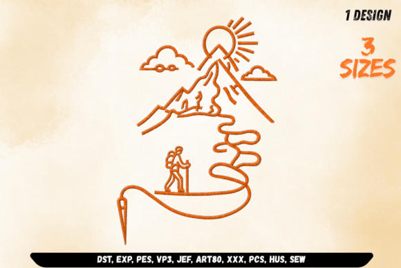 Mountain Hiker Machine Embroidery Design