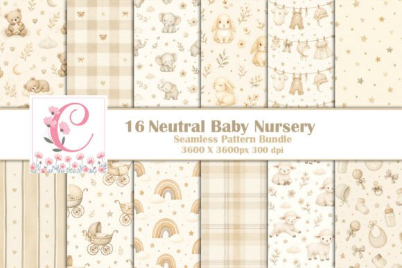 Neutral Baby Nursery Seamless Pattern