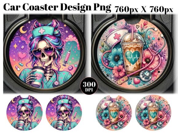 Nurse Coffee Car Coaster PNG Sublimation
