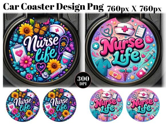 Nurse Life Car Coaster PNG Sublimation