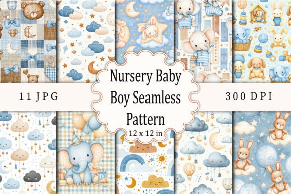 Nursery Baby Boy Seamless Pattern
