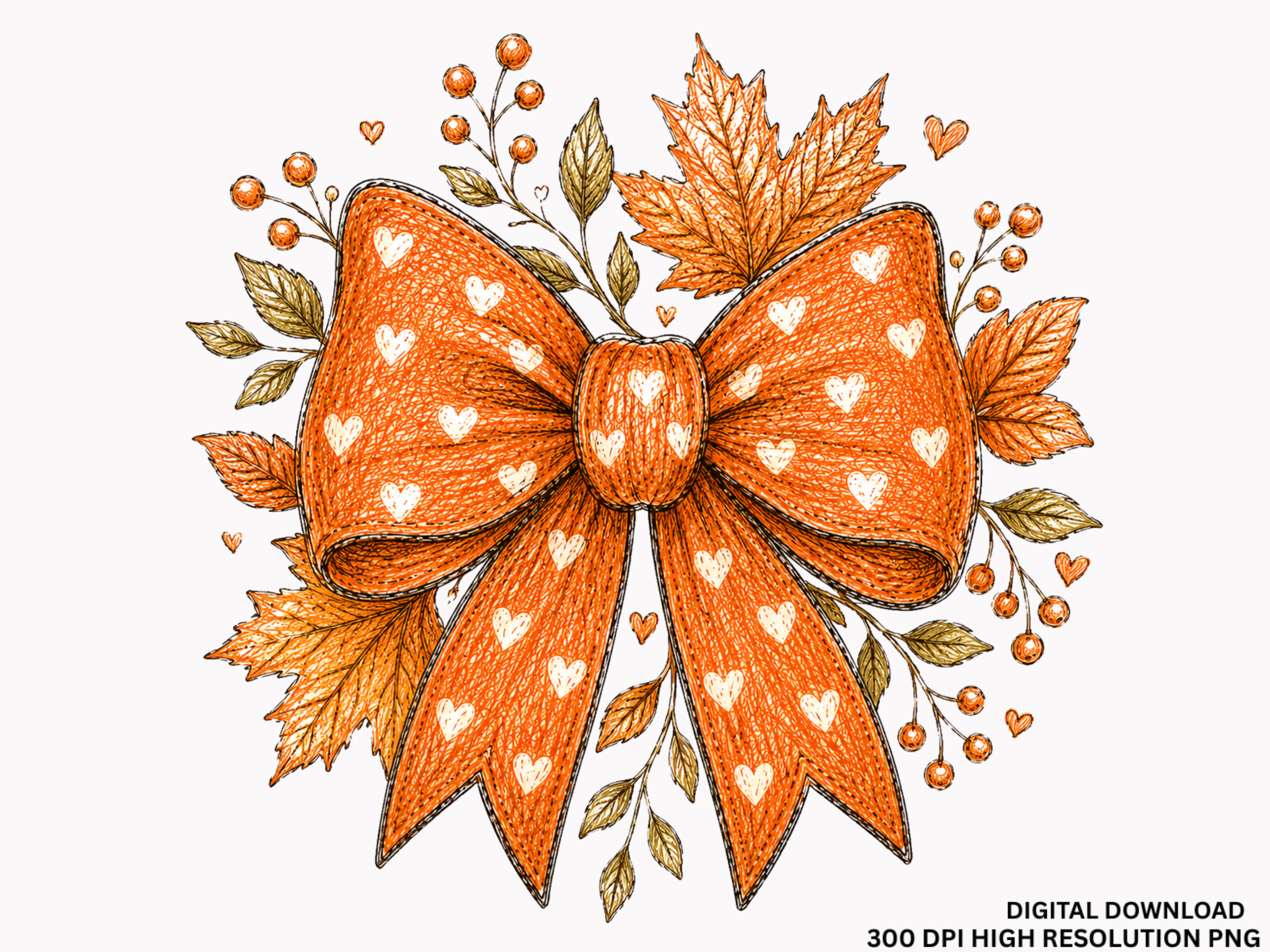 Orange Pumpkin Fall Bow Clipart Fall Art