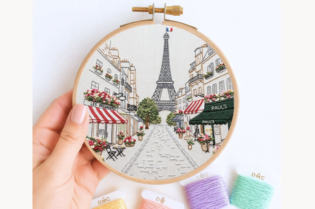 Paris Street Scene Embroidery Pattern