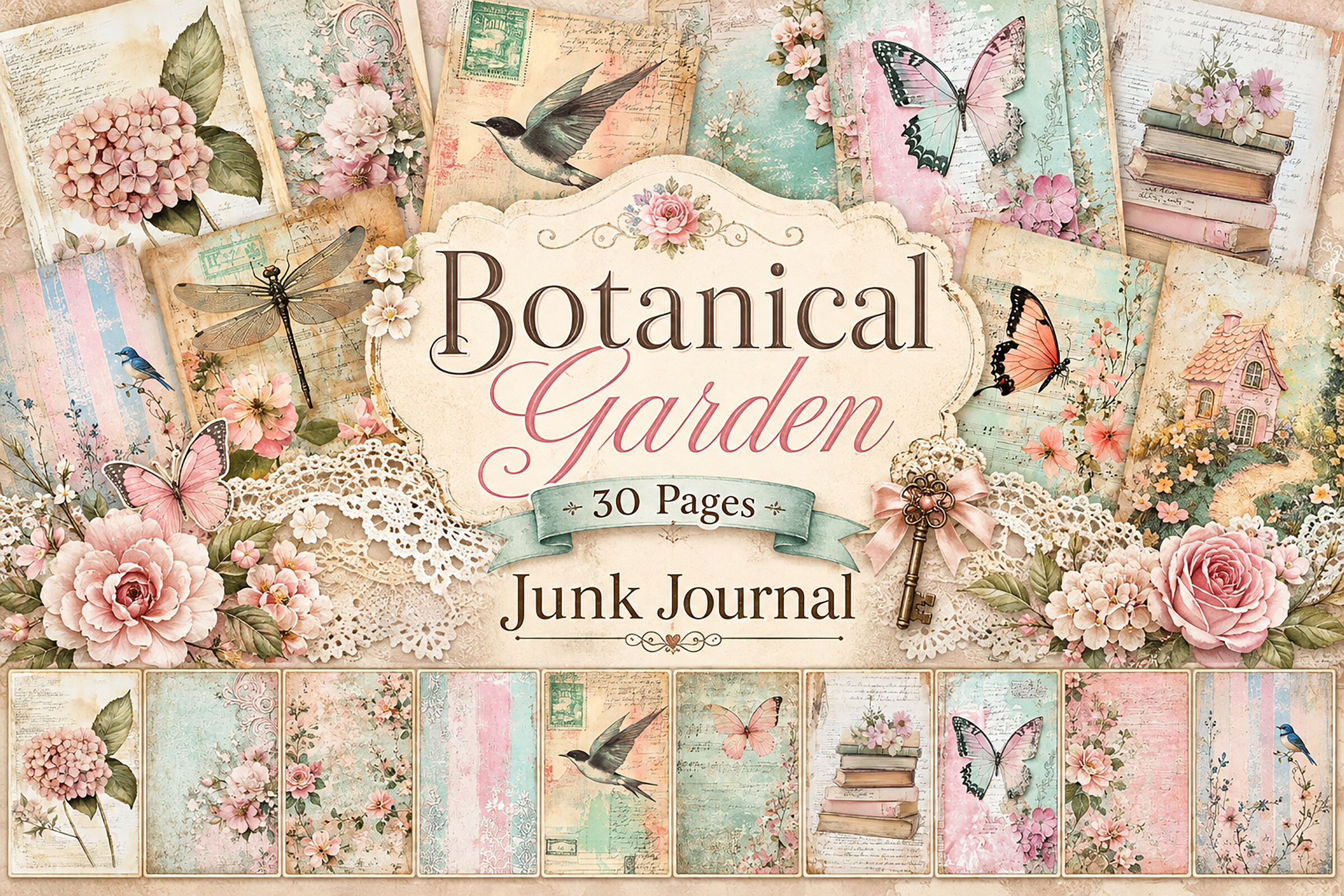 Pastel Butterfly Floral Junk Journal