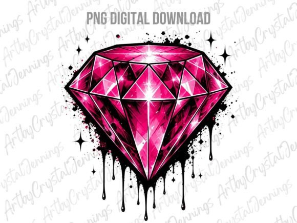 Pink Diamond Crystal Drip Gemstone PNG