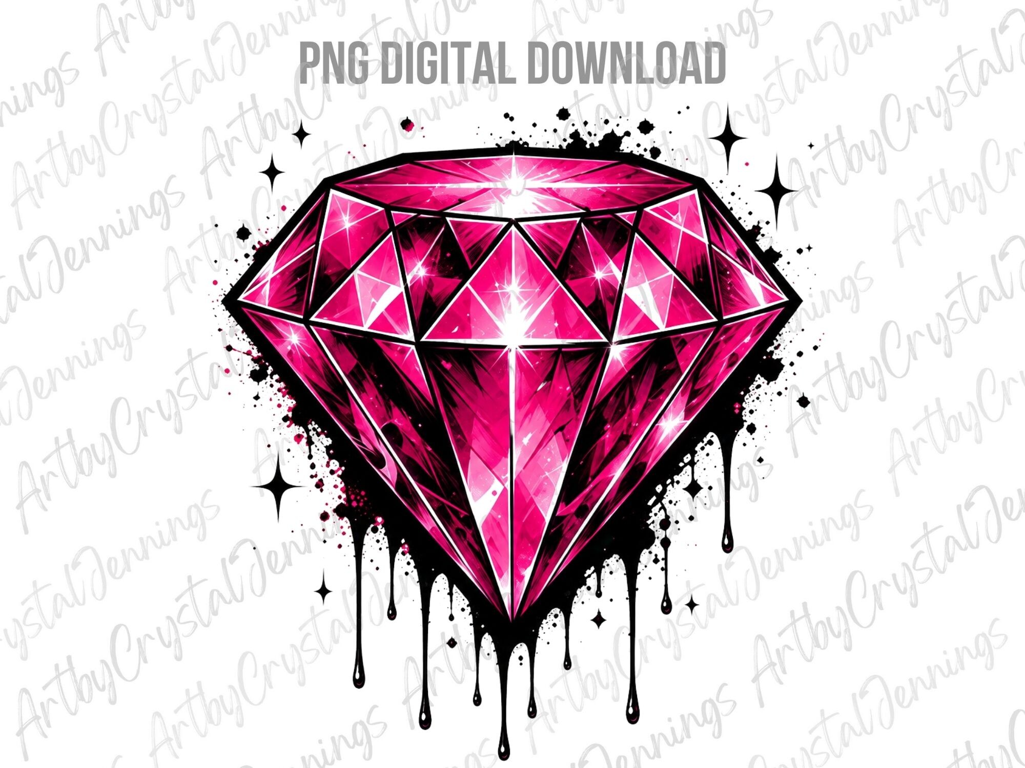 Pink Diamond Crystal Drip Gemstone PNG