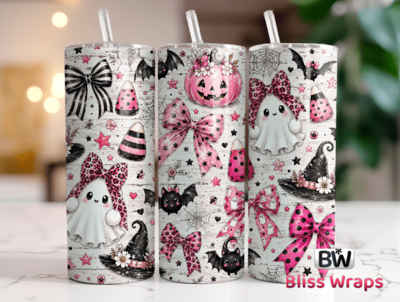 Pink Leopard Halloween Tumbler Wrap