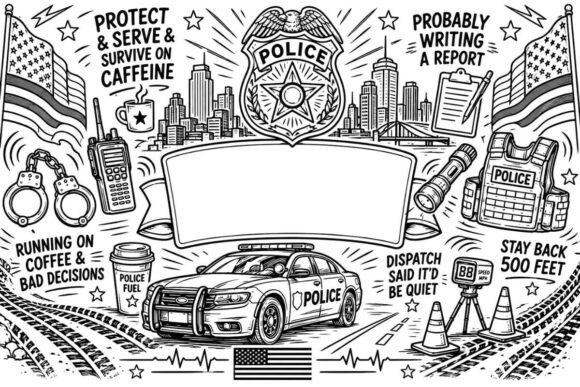 Police Officer Line Art Design Tumbler