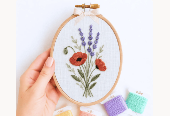 Poppy Lavender Embroidery Pattern