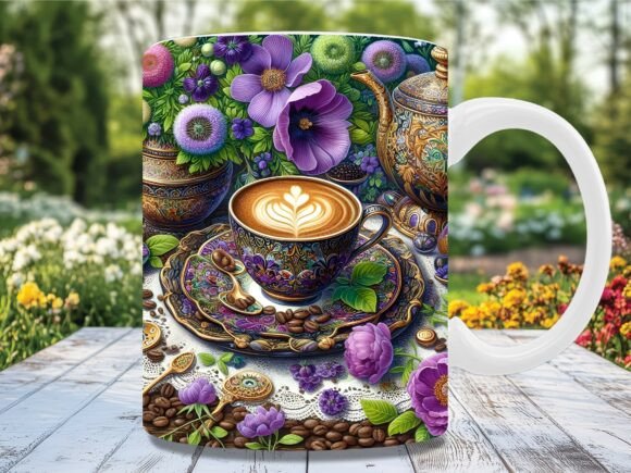 Purple Floral Coffee Tea Ceramic Mug Wra Graphics