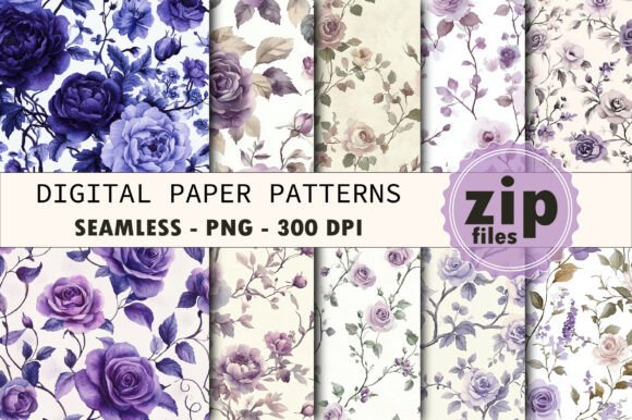 Purple Toile De Jouy Digital Paper