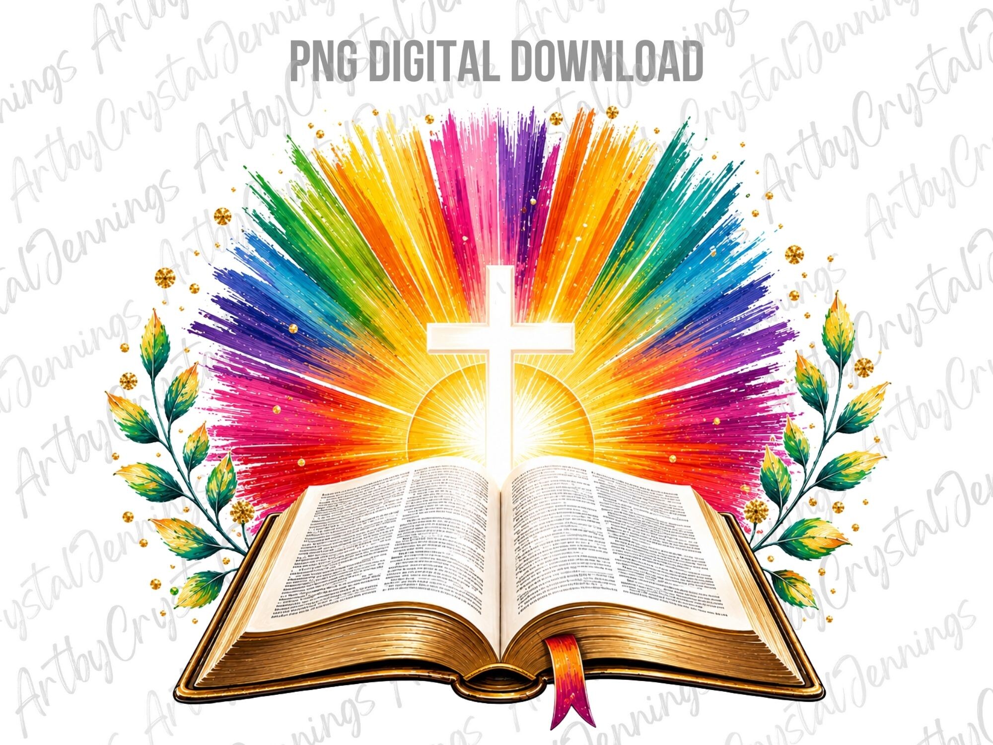 Religious Bible Cross Watercolor PNG