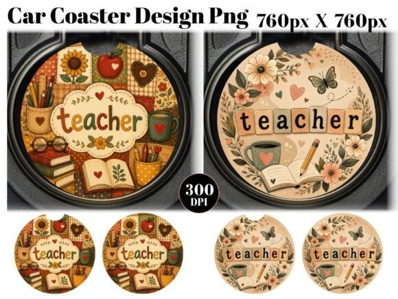 Retro Teacher Car Coaster PNG