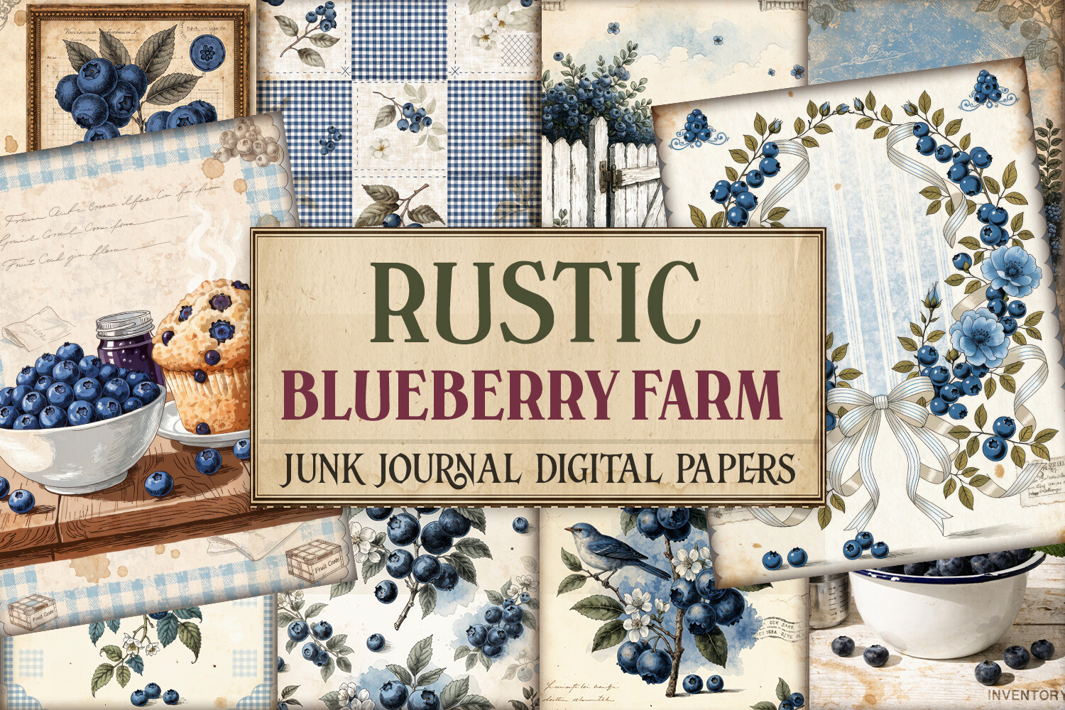 Rustic Blueberry Farm Junk Journal Pages