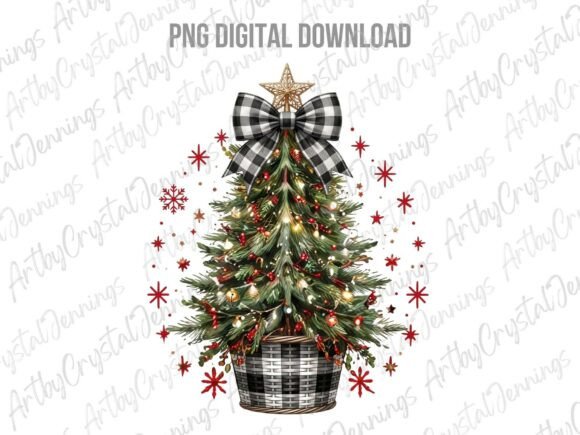 Rustic Buffalo Plaid Christmas Tree PNG