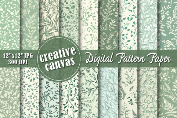 Sage Green Botanical Digital Paper