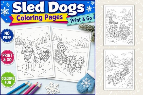 Sled Dogs Coloring Pages for Kids