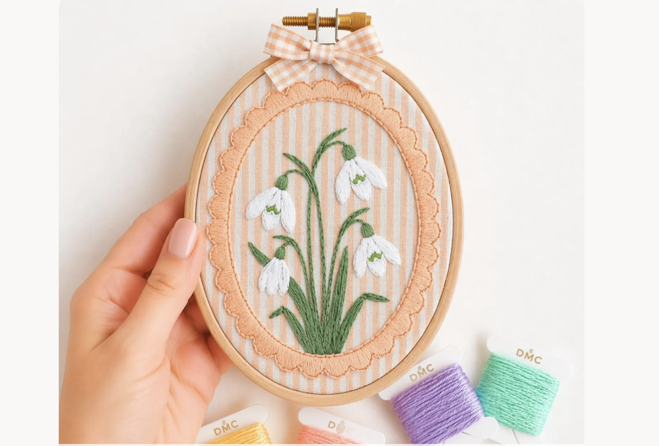 Snowdrop Flower Hand Embroidery Pattern
