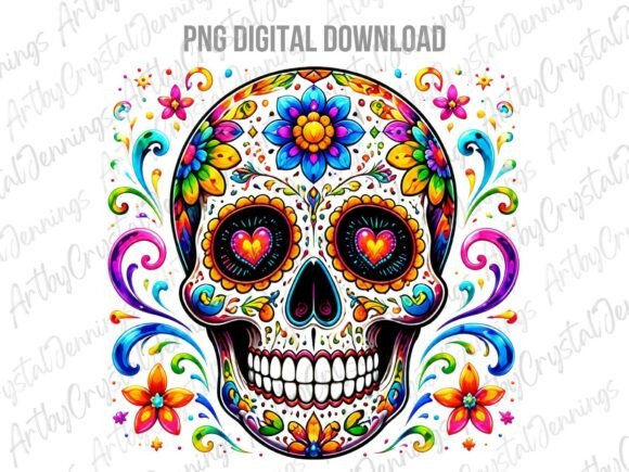 Sugar Skull Floral Neon Day of the Dead
