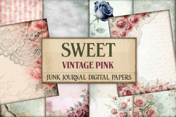 Sweet Vintage Pink Junk Journal Pages