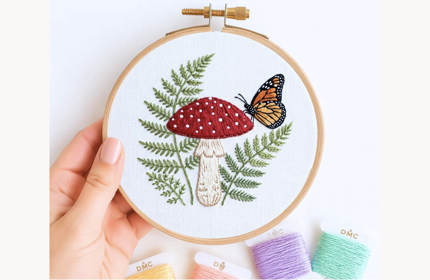 Toadstool Butterfly Embroidery Pattern