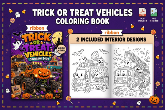 Trick or Treat Vehicles Coloring Book