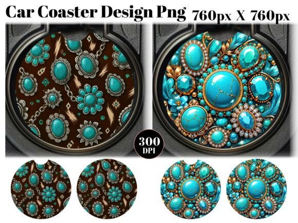Turquoise Jewelry Car Coaster PNG