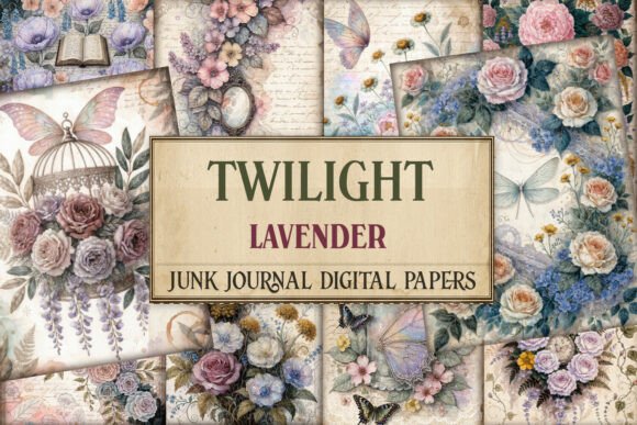Twilight Lavender Junk Journal Pages