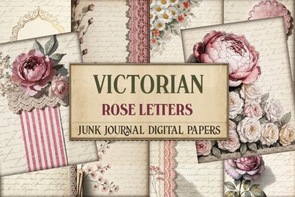 Victorian Rose Letters Junk Journal Page