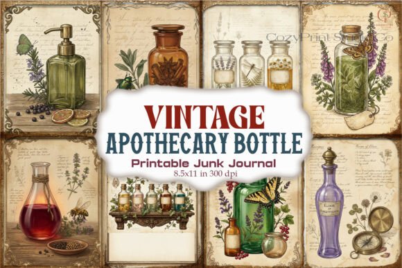 Vintage Apothecary Bottle Junk Journal