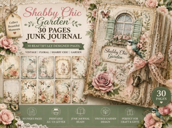 Vintage Bird & Rose Junk Journal Papers