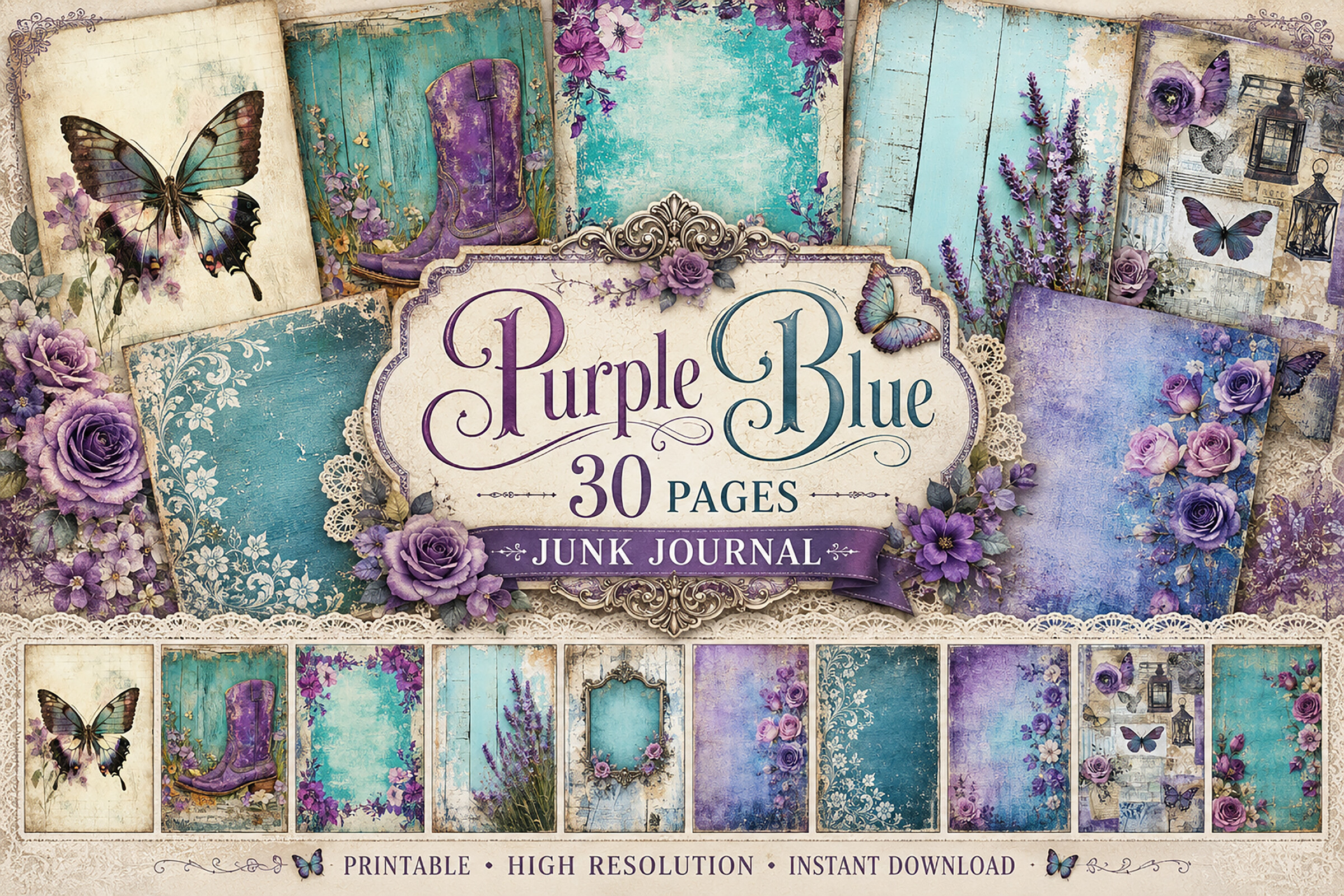 Vintage Butterfly Floral Junk Journal