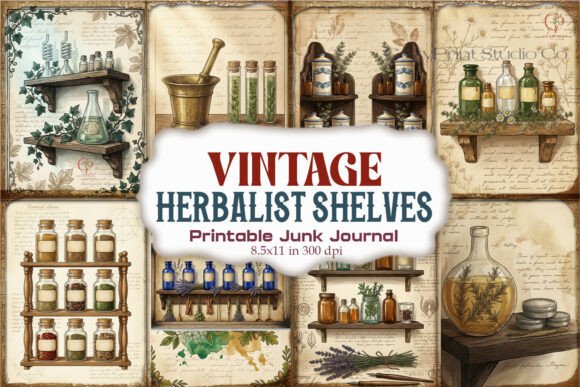 Vintage Herbalist Shelves Junk Journal