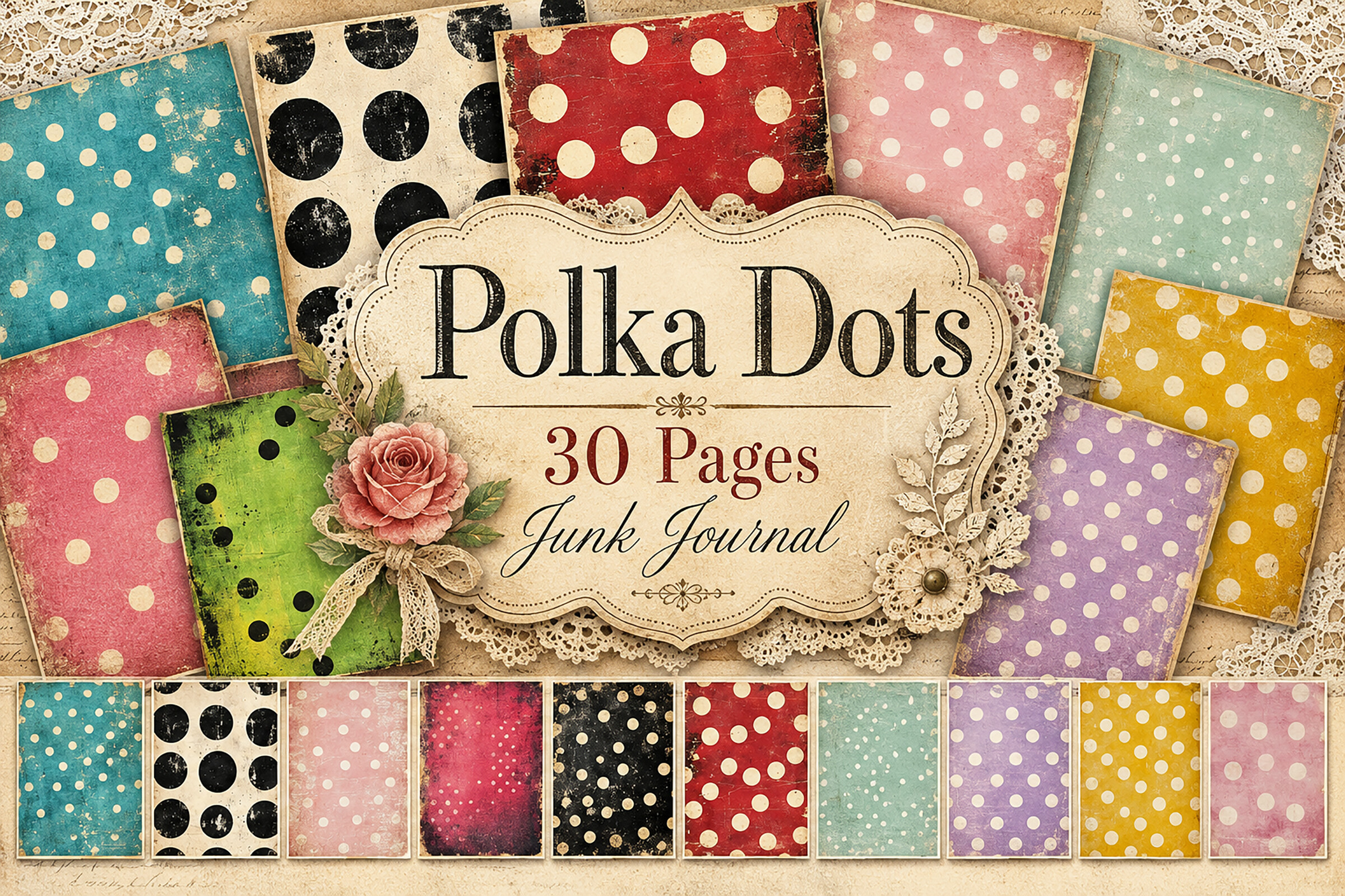 Vintage Polka Dot Digital Papers