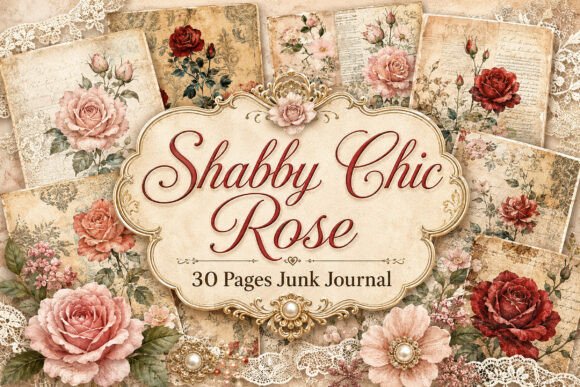 Vintage Rose Antique Junk Journal Papers