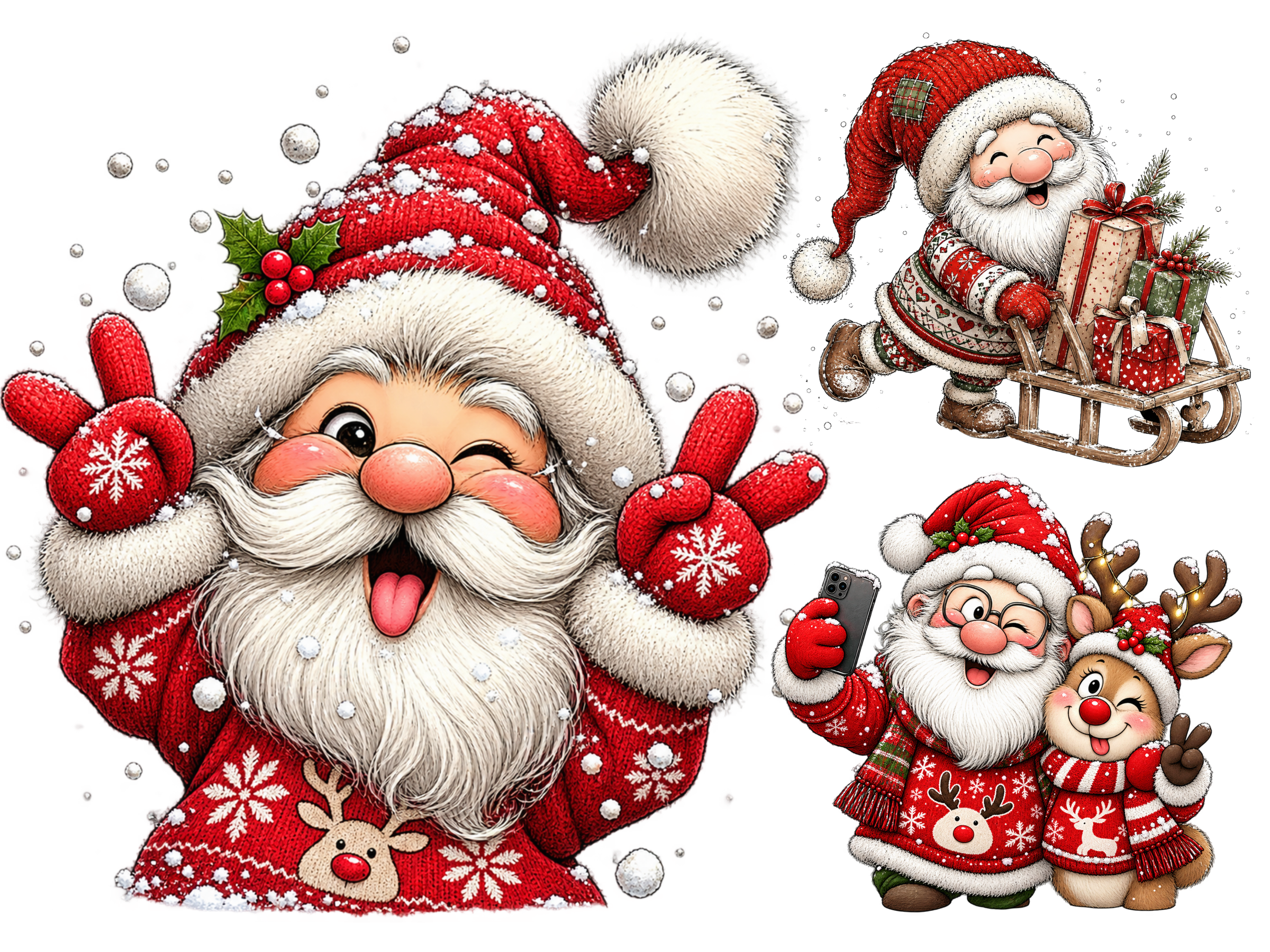 Whimsical Christmas Gnome Clipart Bundle