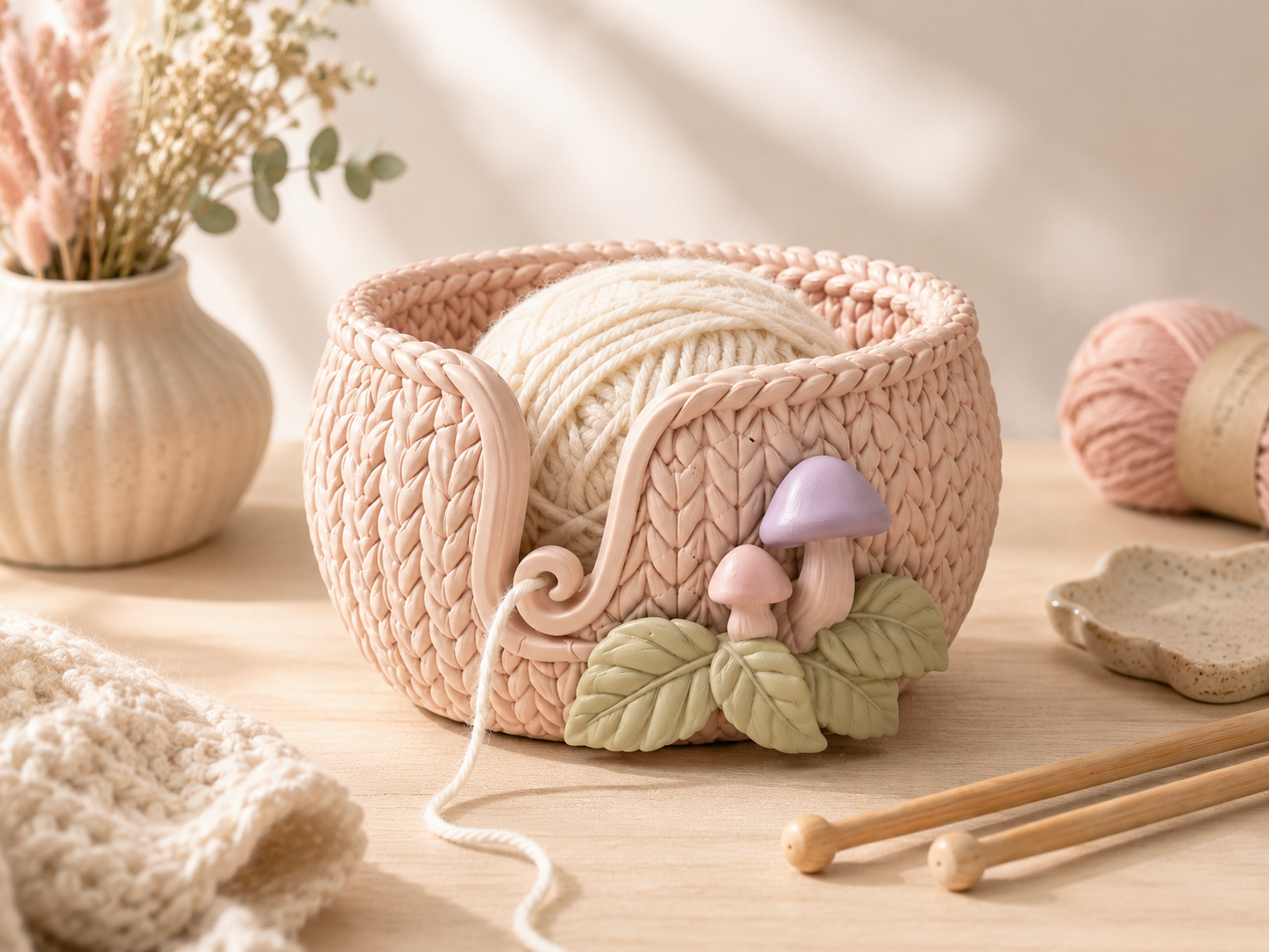 Knitted Mushroom Yarn Bowl STL | 3D Printed Fiber Organizer - Image 5