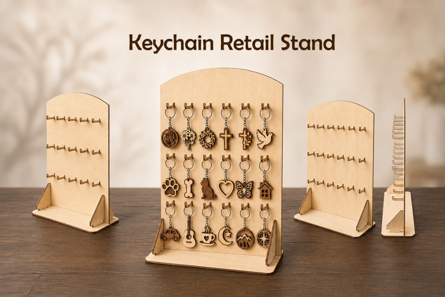 18 Hook Keychain Display Stand SVG