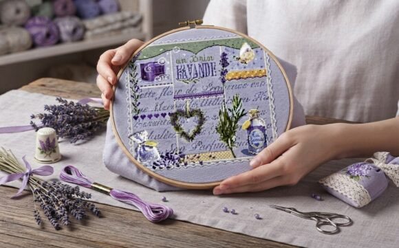 A Sprig of Lavender Cross Stitch Pattern
