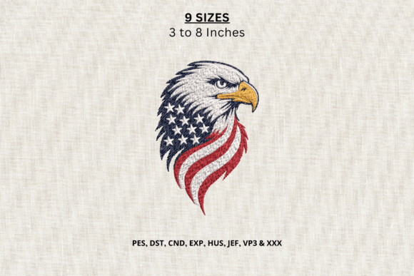 American Bald Eagle Flag Embroidery DST